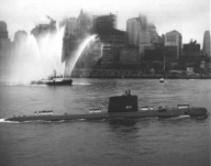 USS NAUTILUS (SSN 571) arrives in NY - US Navel Photo